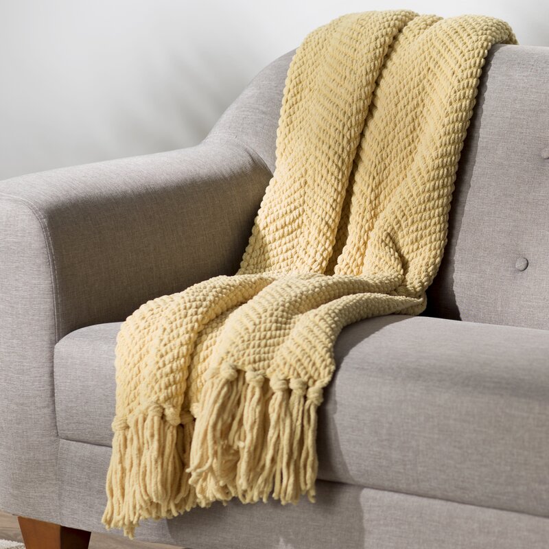 Nader Tweed Knitted Throw Blanket Reviews Birch Lane